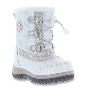 Girls' Toddler Silver and White Unicorn Winter Boots
